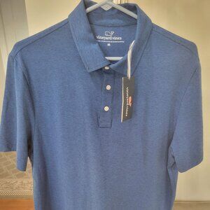 Men's Vineyard Vines Solid Edgartown Polo Shirt Medium Royal Ocean Blue New